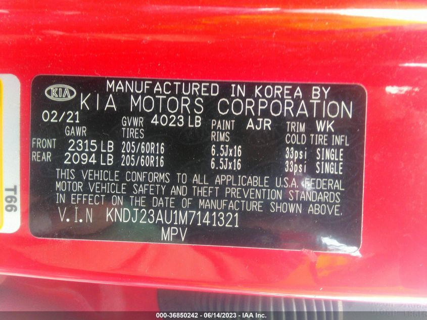 2021 KIA SOUL LX/X LINE/S - KNDJ23AU1M7141321