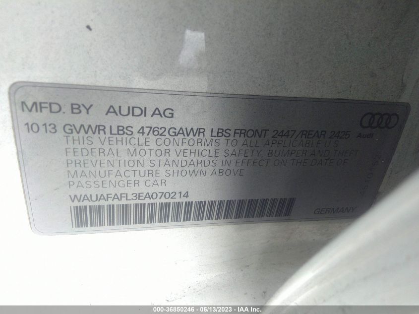 2014 AUDI A4 PREMIUM - WAUAFAFL3EA070214