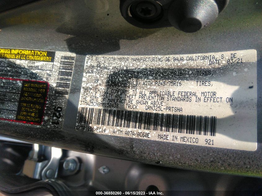 2021 TOYOTA TACOMA 2WD SR5 - 3TMAZ5CN8MM150438