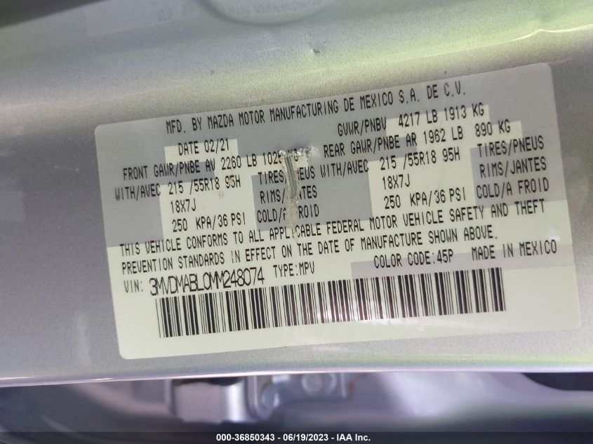 2021 MAZDA CX-30 SELECT - 3MVDMABL0MM248074
