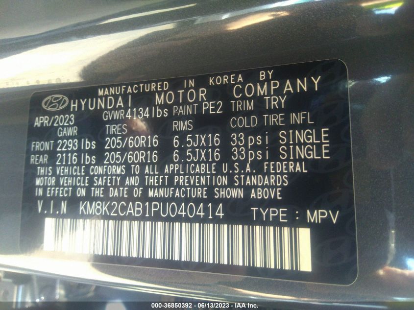 2023 HYUNDAI KONA SE - KM8K2CAB1PU040414