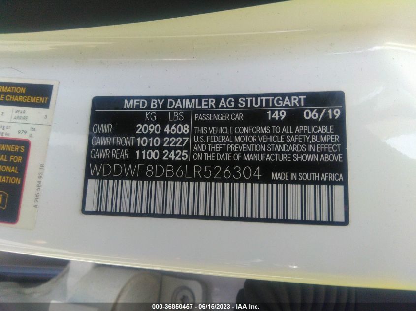 WDDWF8DB6LR526304 2020 MERCEDES-BENZ C-CLASS, photo no. 9