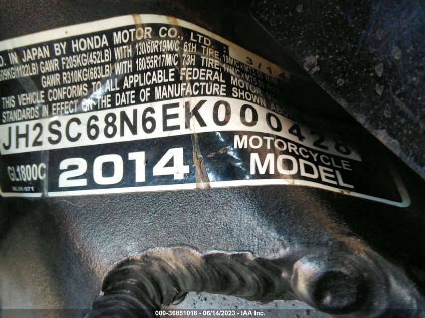 2014 HONDA GL1800 C - JH2SC68N6EK000428