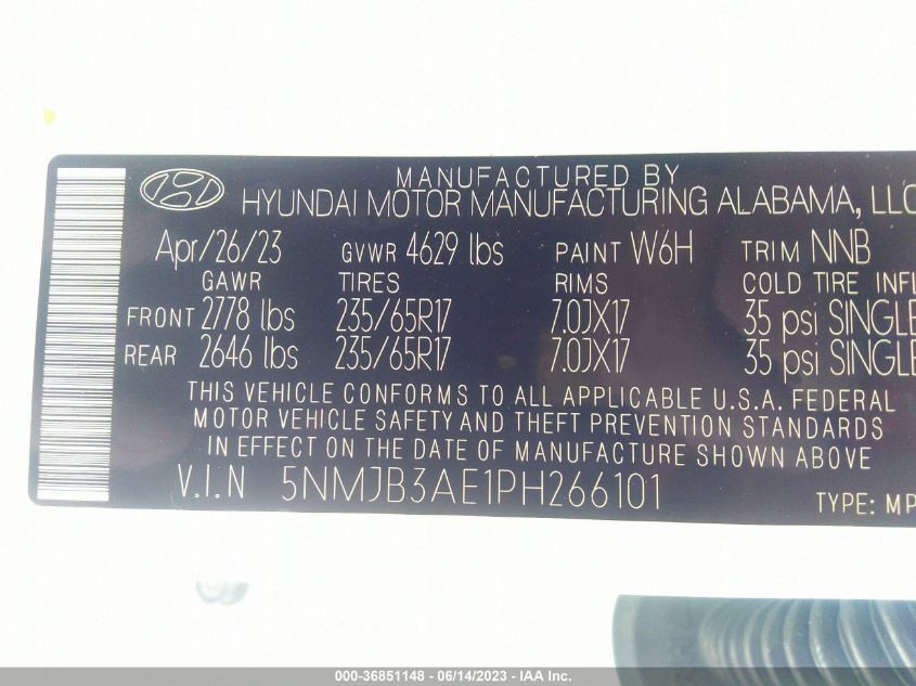 2023 HYUNDAI TUCSON SEL - 5NMJB3AE1PH266101