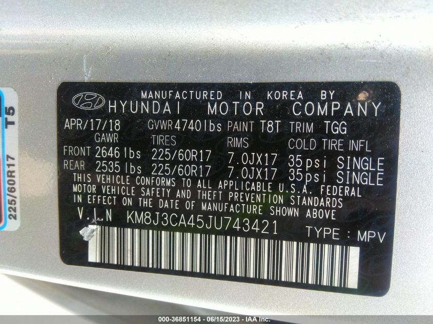 2018 HYUNDAI TUCSON SEL - KM8J3CA45JU743421