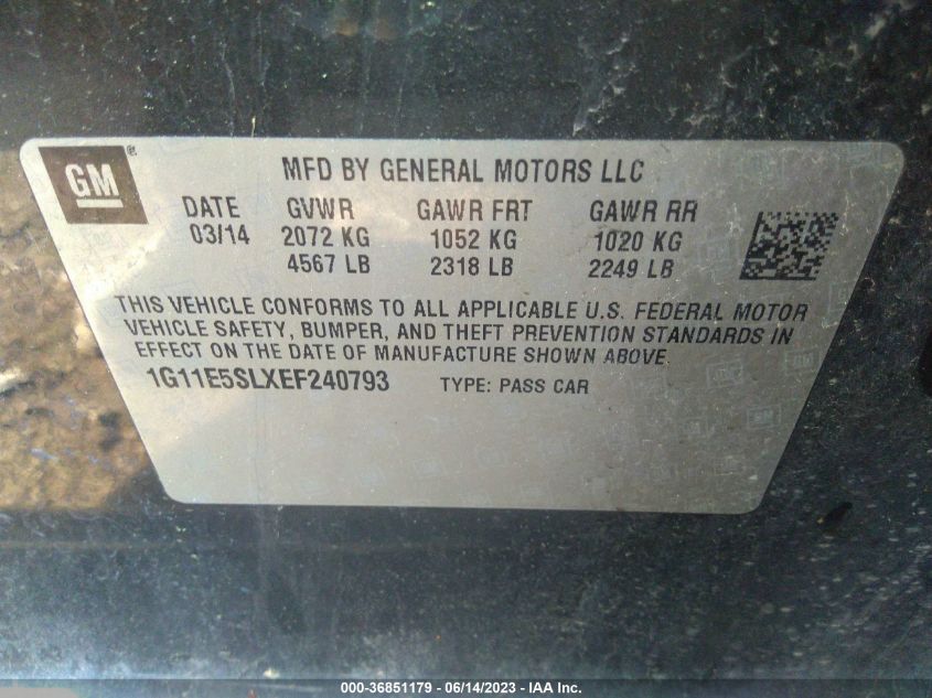 2014 CHEVROLET MALIBU LT - 1G11E5SLXEF240793