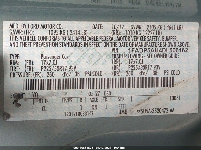 2013 FORD C-MAX HYBRID SE - 1FADP5AU4DL506162