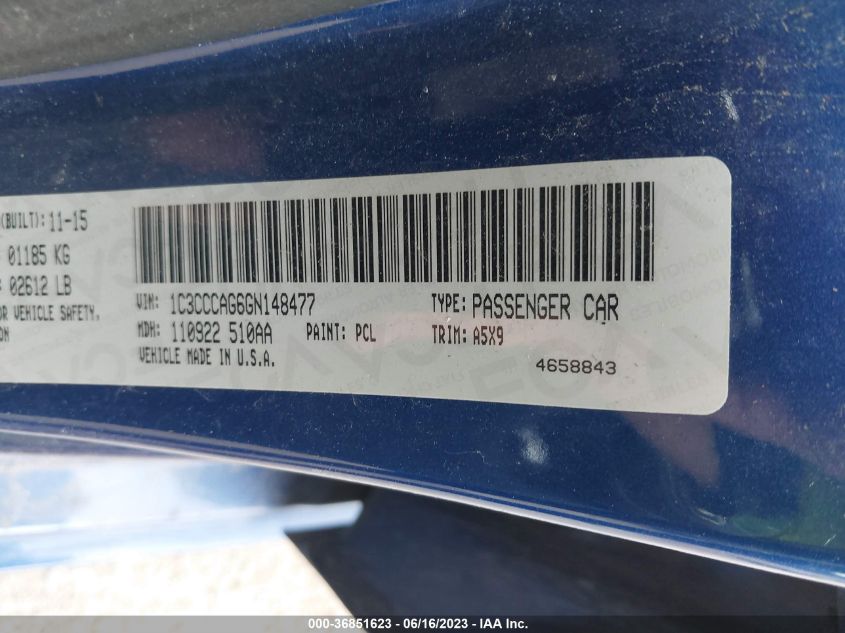 2016 CHRYSLER 200 LIMITED - 1C3CCCAG6GN148477