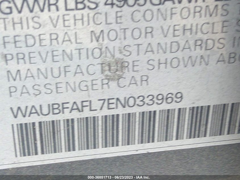 2014 AUDI A4 PREMIUM - WAUBFAFL7EN033969