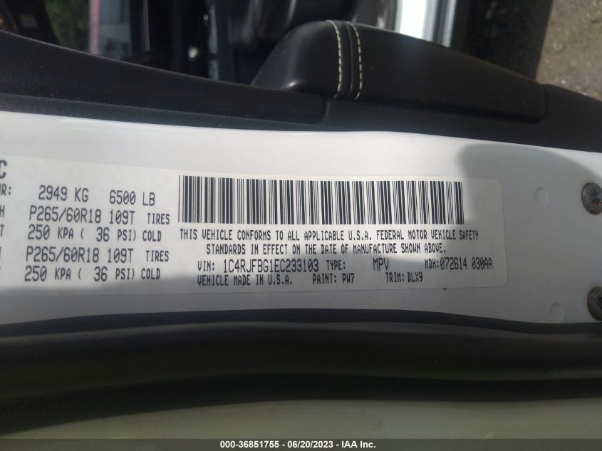 2014 JEEP GRAND CHEROKEE LIMITED - 1C4RJFBG1EC233103