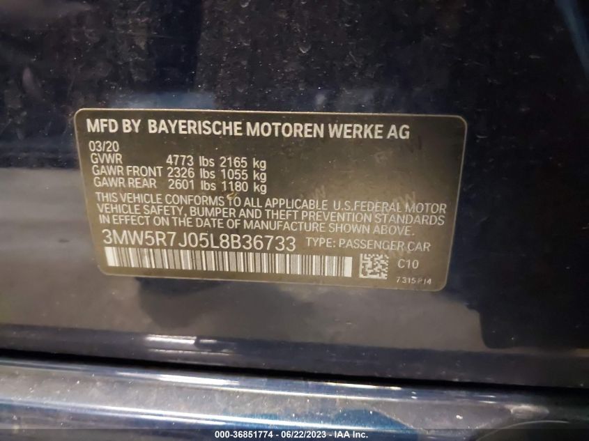 2020 BMW 3 SERIES 330I XDRIVE - 3MW5R7J05L8B36733