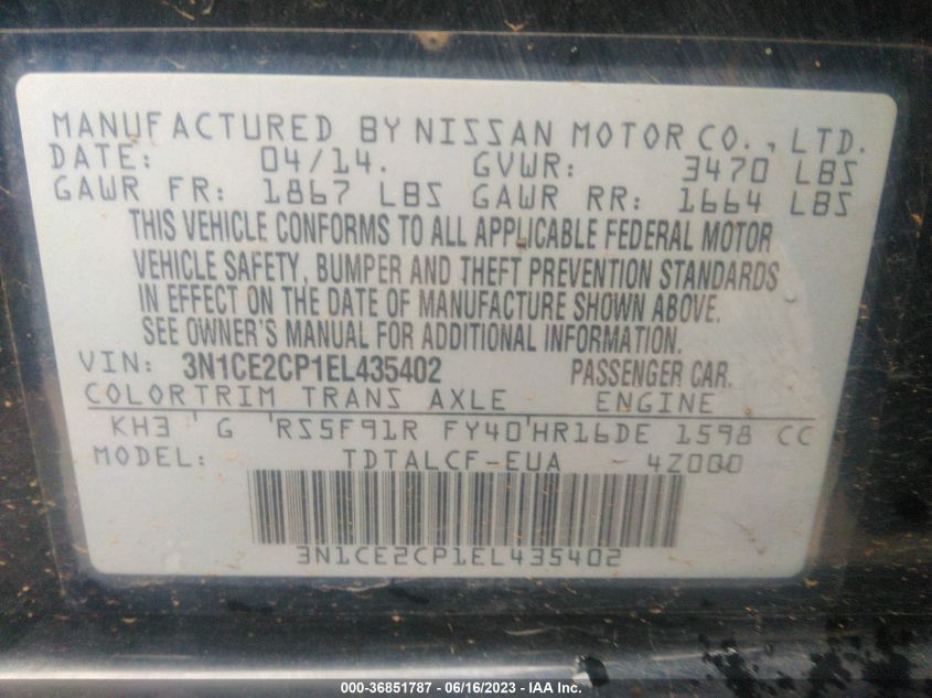 2014 NISSAN VERSA NOTE S - 3N1CE2CP1EL435402