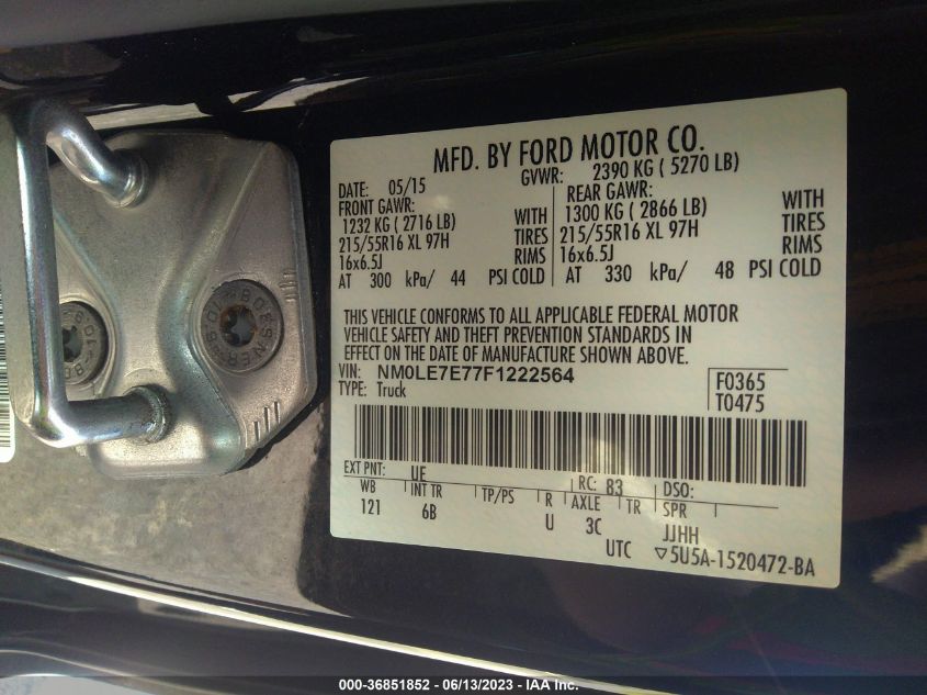 2015 FORD TRANSIT CONNECT XL - NM0LE7E77F1222564