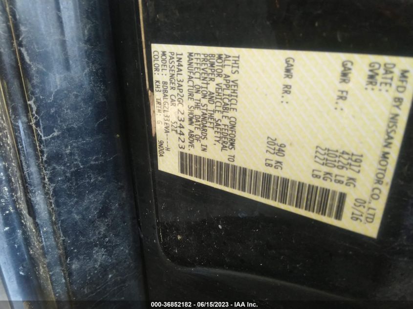 2016 NISSAN ALTIMA 2.5 S - 1N4AL3AP2GC234423
