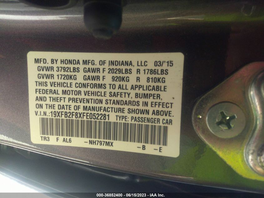 2015 HONDA CIVIC SEDAN EX - 19XFB2F8XFE052281