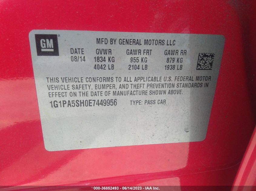 2014 CHEVROLET CRUZE LS - 1G1PA5SH0E7449956