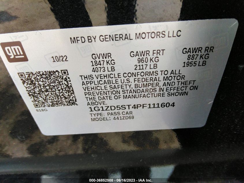 2023 CHEVROLET MALIBU LT - 1G1ZD5ST4PF111604
