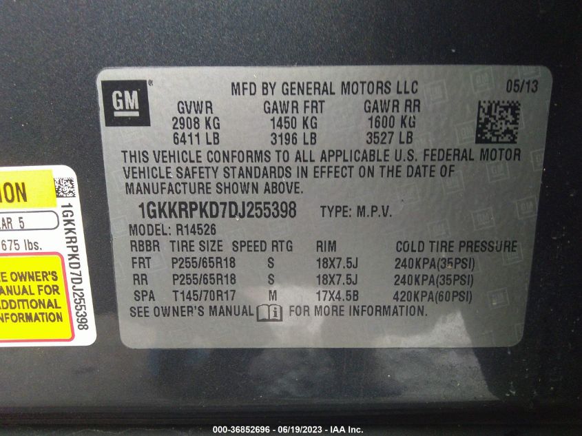 2013 GMC ACADIA SLE - 1GKKRPKD7DJ255398