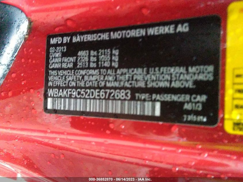 2013 BMW 3 SERIES 335I XDRIVE - WBAKF9C52DE672683