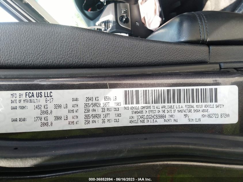 2017 DODGE DURANGO GT - 1C4RDJDG2HC928864