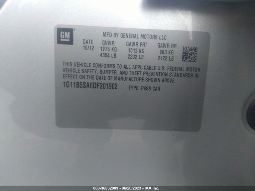 2013 CHEVROLET MALIBU LS - 1G11B5SA6DF201902