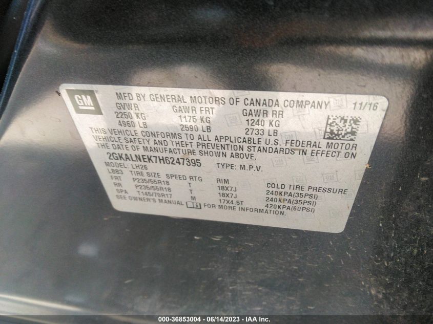 2017 GMC TERRAIN SLE - 2GKALNEK7H6247395