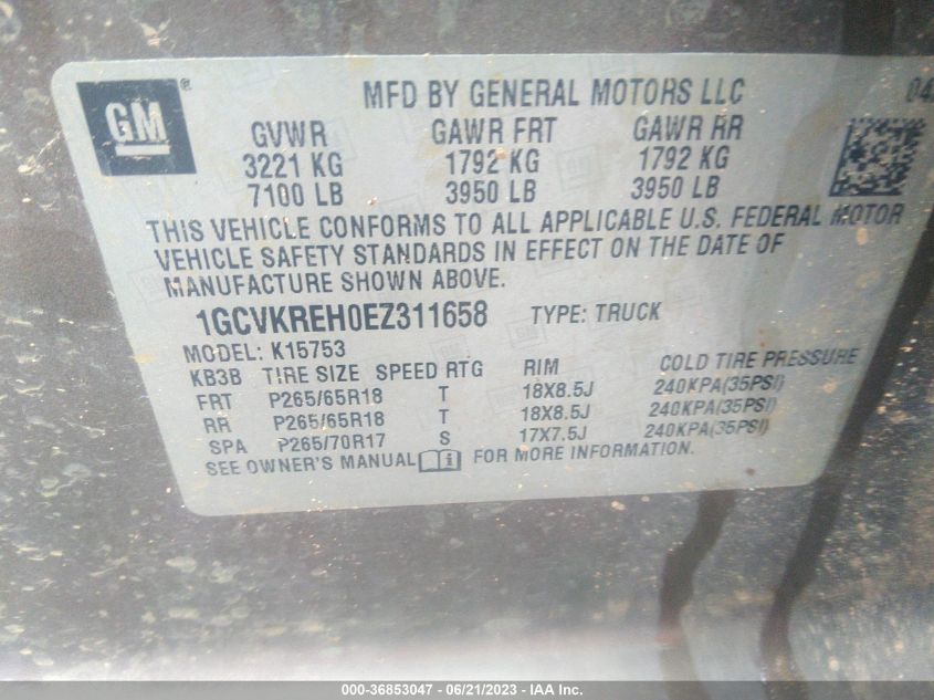 2014 CHEVROLET SILVERADO 1500 LT - 1GCVKREH0EZ311658