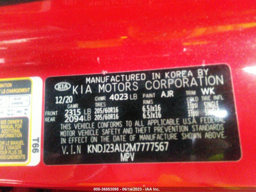 2021 KIA SOUL S - KNDJ23AU2M7777567