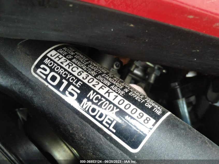 2015 HONDA NC700X JH2RC6302FK100098