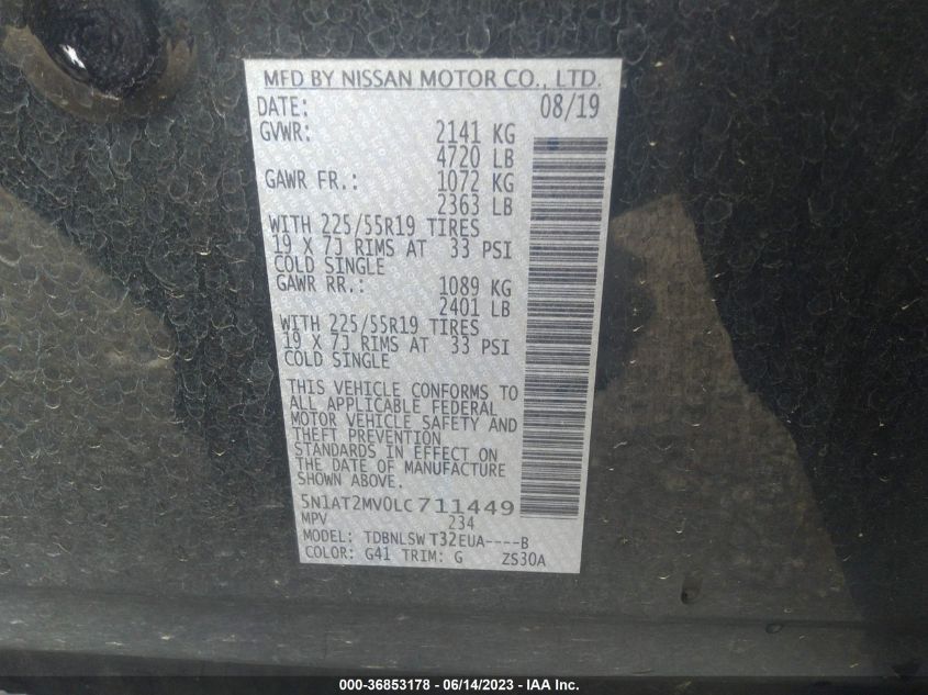 2020 NISSAN ROGUE SL - 5N1AT2MV0LC711449