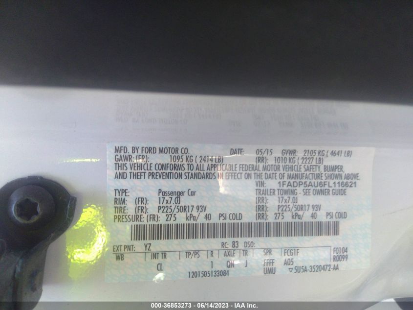 2015 FORD C-MAX HYBRID SE - 1FADP5AU6FL116621