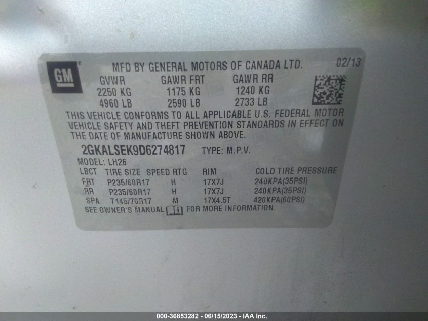 2013 GMC TERRAIN SLE - 2GKALSEK9D6274817