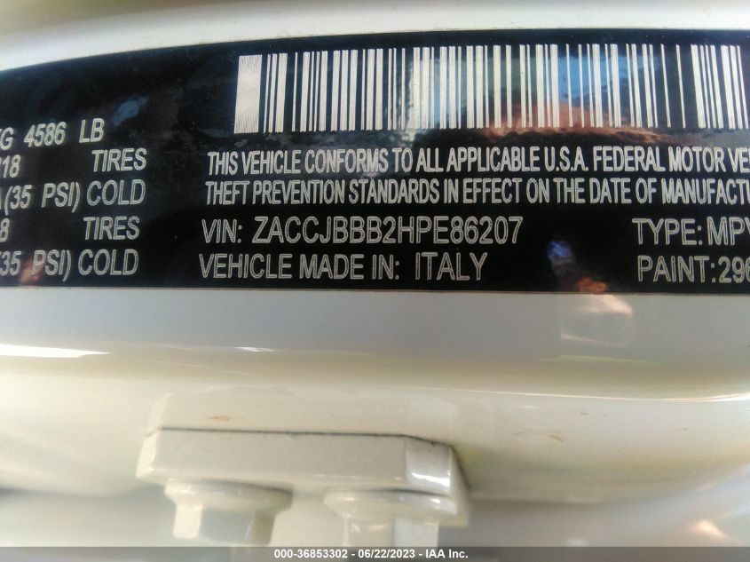 2017 JEEP RENEGADE LATITUDE - ZACCJBBB2HPE86207