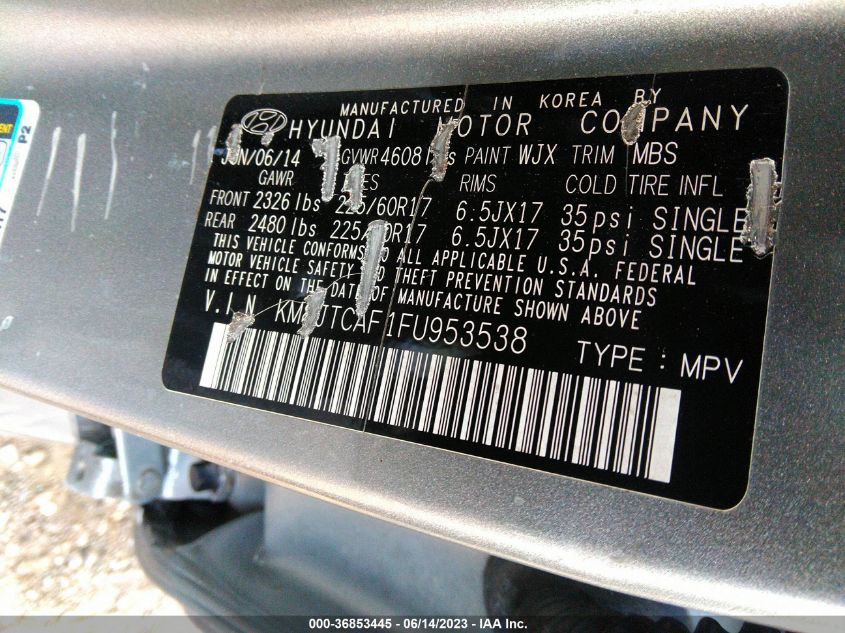 2015 HYUNDAI TUCSON GLS - KM8JTCAF1FU953538