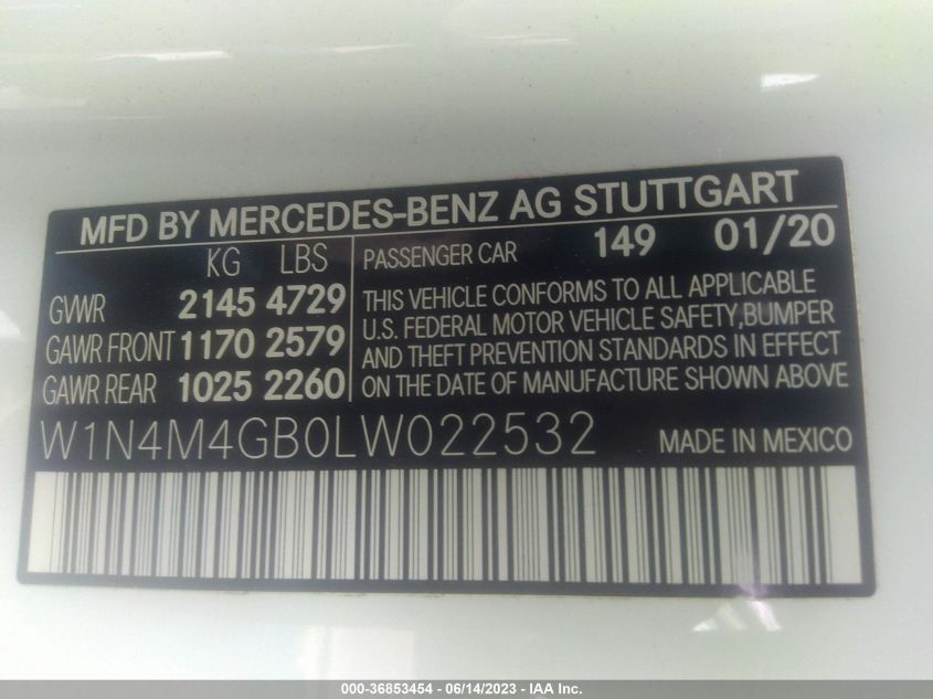 2020 MERCEDES-BENZ GLB GLB 250 W1N4M4GB0LW022532
