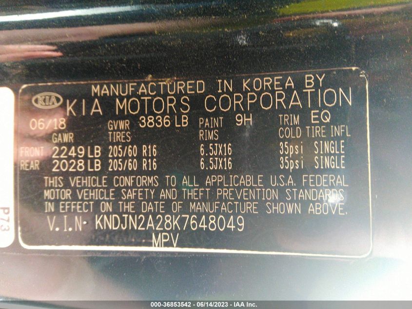 2019 KIA SOUL - KNDJN2A28K7648049