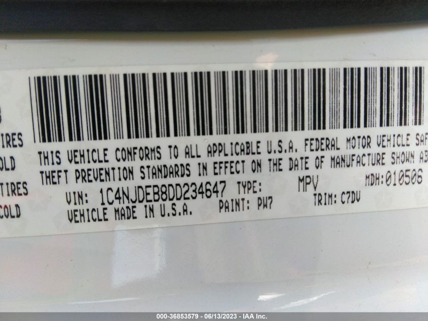2013 JEEP COMPASS LATITUDE - 1C4NJDEB8DD234647