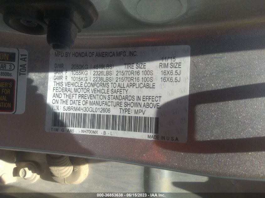 2016 HONDA CR-V LX - 5J6RM4H30GL012606