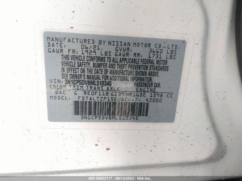 2021 NISSAN KICKS SR - 3N1CP5DV8ML510345