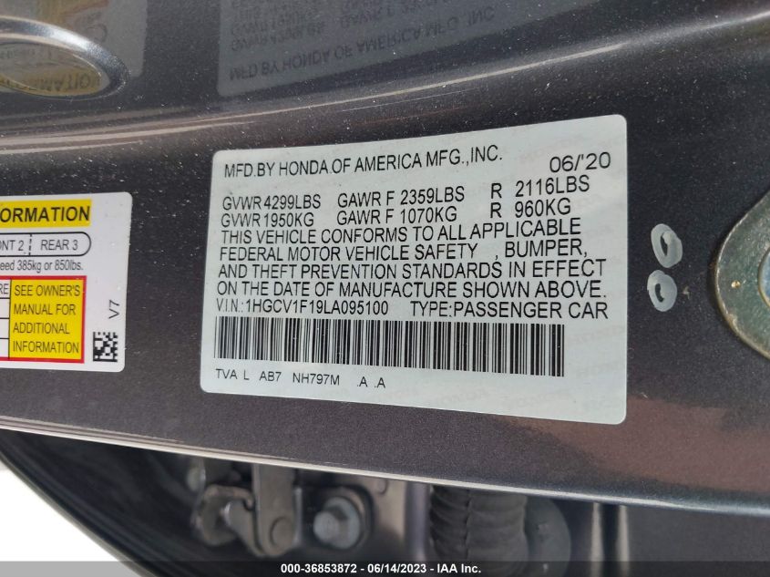 2020 HONDA ACCORD SEDAN LX - 1HGCV1F19LA095100