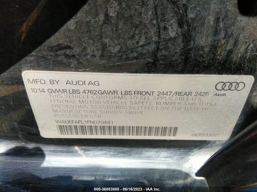 2015 AUDI A4 PREMIUM PLUS - WAUEFAFL1FN020441