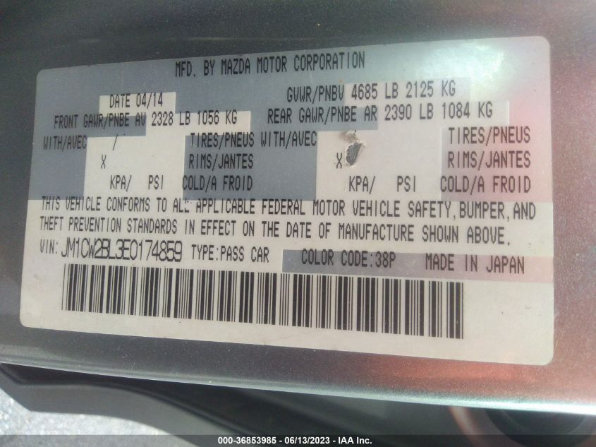 2014 MAZDA MAZDA5 SPORT - JM1CW2BL3E0174859
