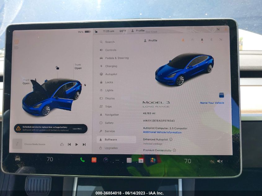 2018 TESLA MODEL 3 RANGE BATTERY - 5YJ3E1EA0JF076343
