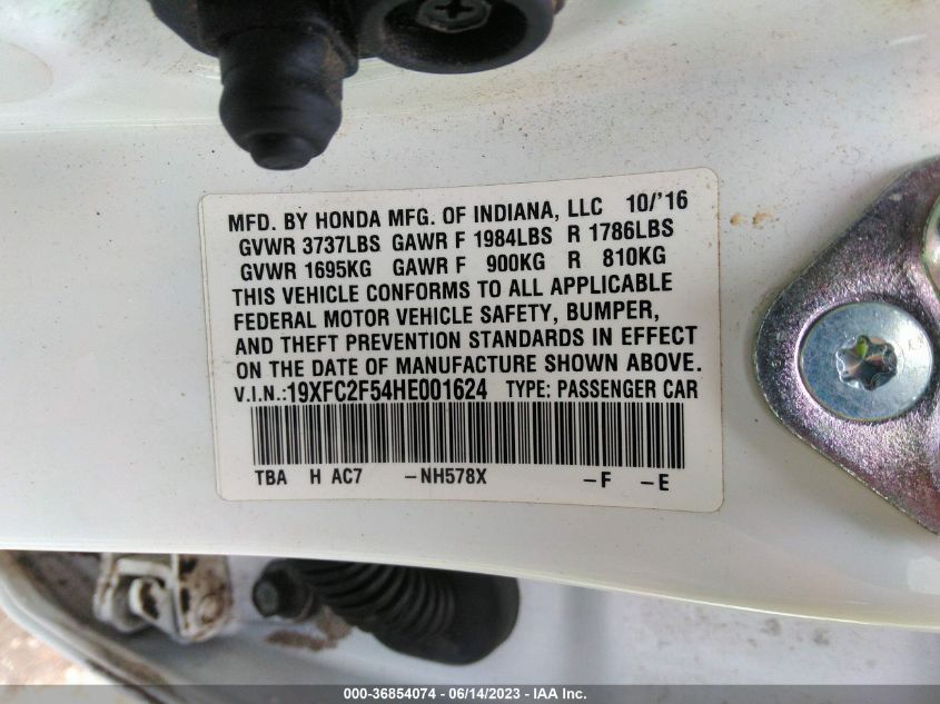 2017 HONDA CIVIC SEDAN LX - 19XFC2F54HE001624