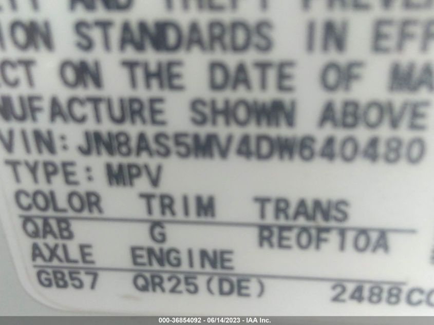 2013 NISSAN ROGUE S - JN8AS5MV4DW640480