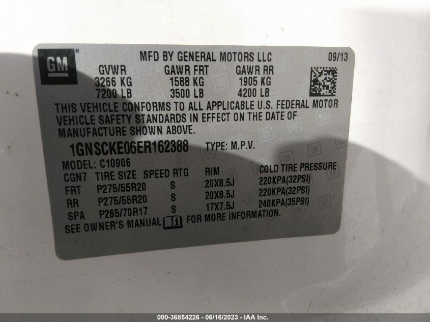 2014 CHEVROLET SUBURBAN LTZ - 1GNSCKE06ER162388