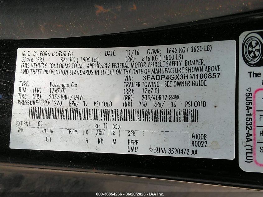 2017 FORD FIESTA ST - 3FADP4GX3HM100857