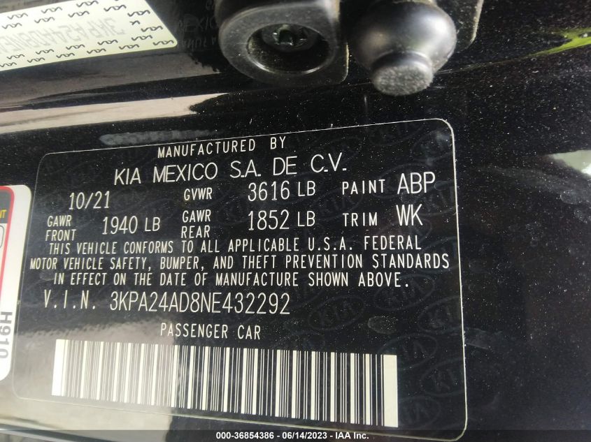 2022 KIA RIO LX/S - 3KPA24AD8NE432292