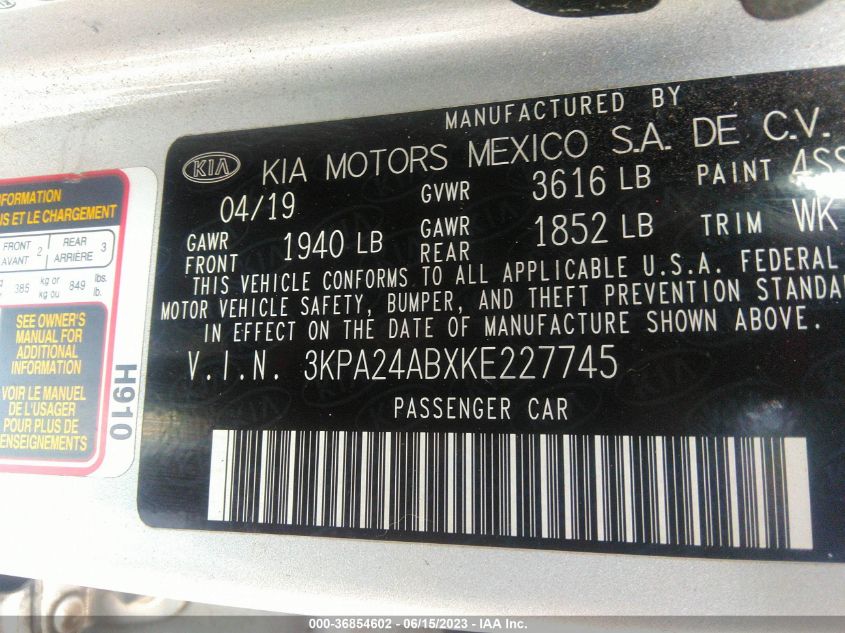 2019 KIA RIO LX - 3KPA24ABXKE227745