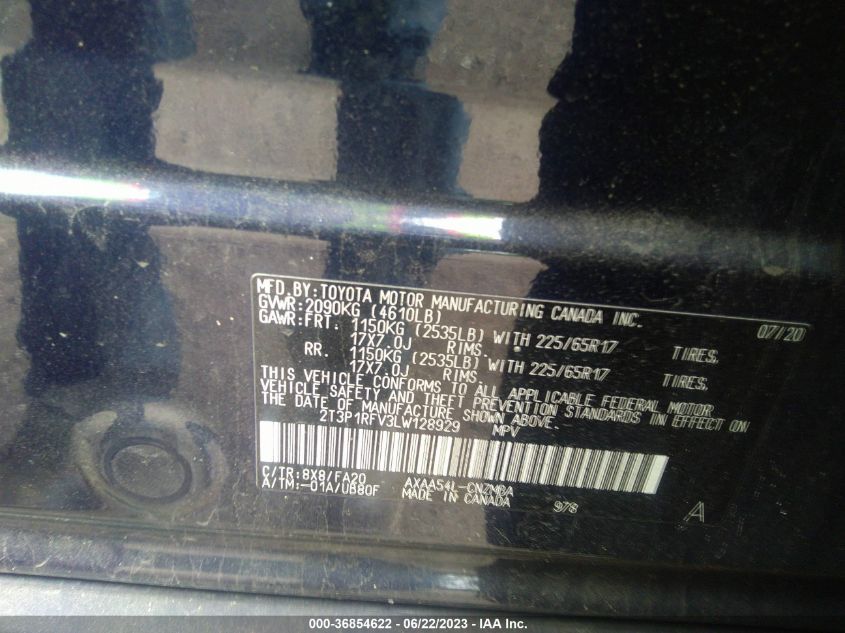 2020 TOYOTA RAV4 - 3T3P1RFV3LW128929